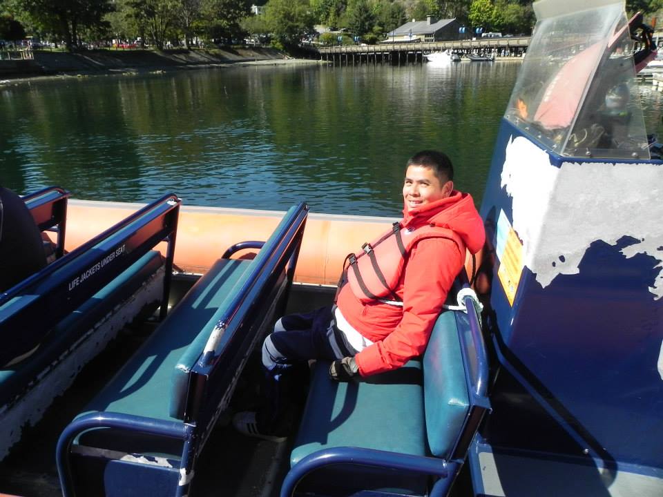 boating at Sewell's Marina, all strapped in