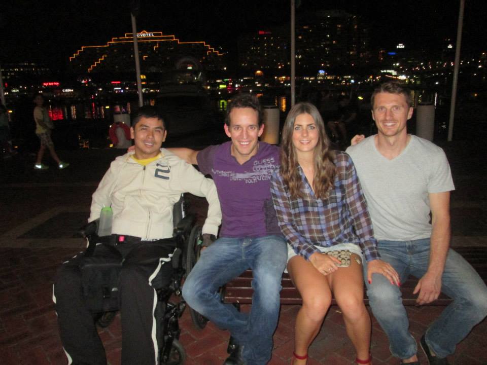 Darling Harbour at night with friends watching Chinese New Year fireworks