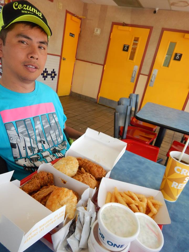 eating fried chicken in Tampa